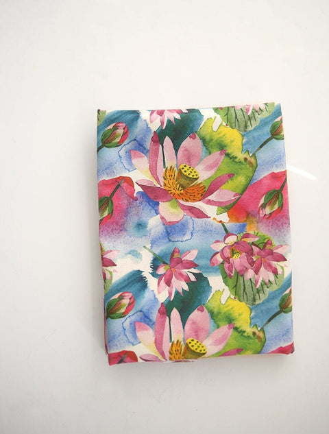 Lotus Flowers Cotton Fabric, Floral Fabric, Digital Printing, Quality Korean Fabric - Fabric By the Yard /52540