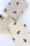 Teddy bear Waffle Fabric Cotton Blend, Honeycomb Fabric, Stretch Fabric, Quality Korean Fabric - Ivory, Beige - By the Yard /52559