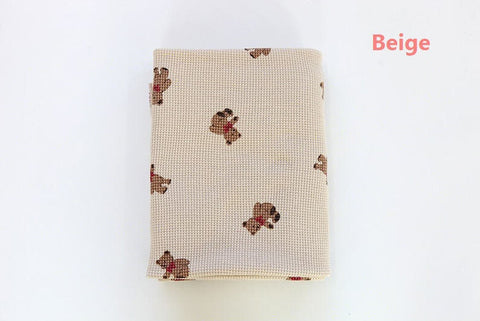 Teddy bear Waffle Fabric Cotton Blend, Honeycomb Fabric, Stretch Fabric, Quality Korean Fabric - Ivory, Beige - By the Yard /52559