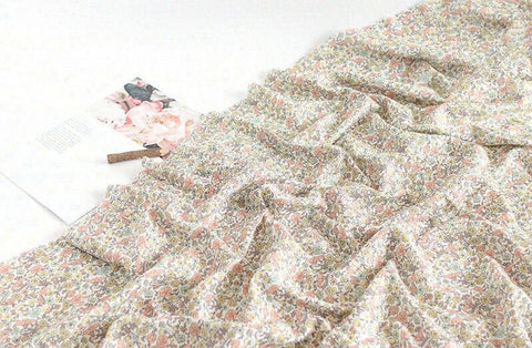 Flowers Cotton Double Gauze Fabric, Floral Gauze Fabric, Two Layers Cotton Gauze Fabric, Quality Korean Fabric - By the Yard /43560