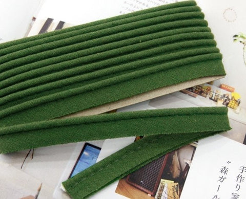 Natural Linen Piping Tape - In Dark Green - 3 yards - One pack / 81698
