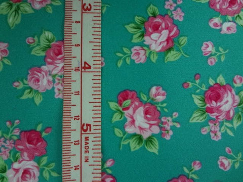 Waterproof Fabric Roses Blue Green By the Yard 46690 GJ