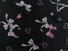 Waterproof Fabric Pink Ribons and Hearts on Black By the Yard WM