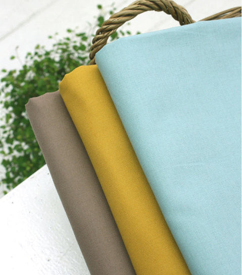 High Quality Solid Cotton Fabric - Sky Blue, Mustard or Brown - By the Yard /41179