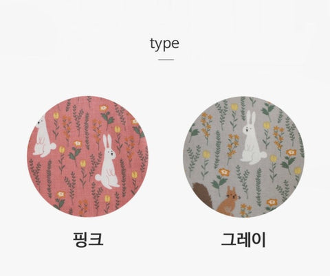Bunnies and Squirrels Laminated Cotton Fabric - In Pink or Grey / 53238