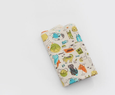 Laminated Cat Family Oxford Cotton Fabric -Quality Korean Fabric By the Yard / 53218