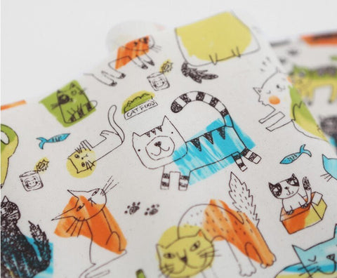 Laminated Cat Family Oxford Cotton Fabric -Quality Korean Fabric By the Yard / 53218