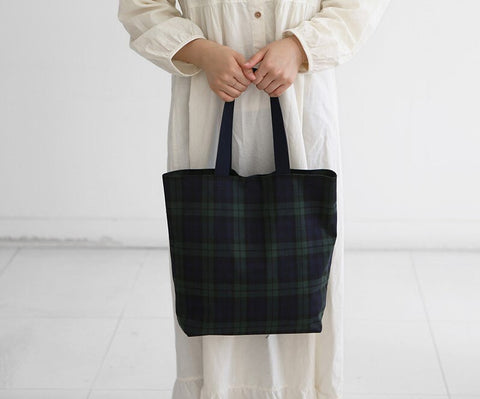 Matte Laminated Plaid Cotton Fabric - Quality Korean Fabric By the Yard / 53217