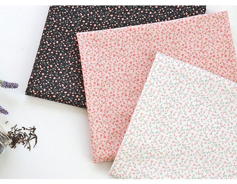 Cotton Floral Fabric - Digitally Printed Quality Korean Fabric - In Ivory, Pink or Black - By the Yard /53656