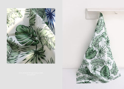 Hawaiian Palm Trees Waterproof Fabric - In Green or Blue - By the Yard / 53626