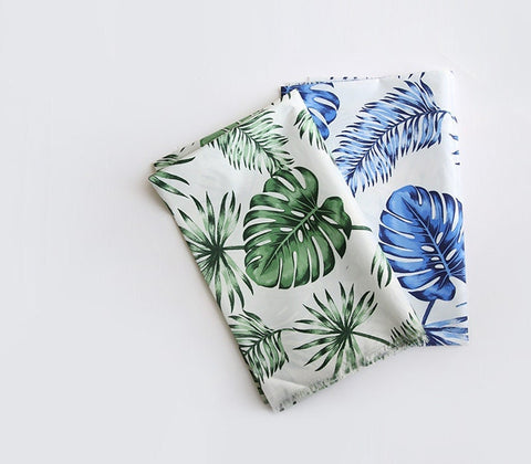 Hawaiian Palm Trees Waterproof Fabric - In Green or Blue - By the Yard / 53626