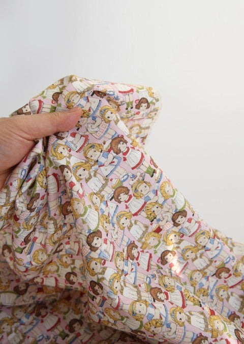 Super Mini Paper Doll Cotton Fabric, Digitally Printed - In Pink - By the Yard / 53632