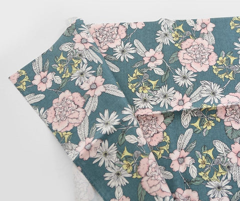 Laminated Floral Oxford Cotton Fabric -Quality Korean Fabric By the Yard / 53219