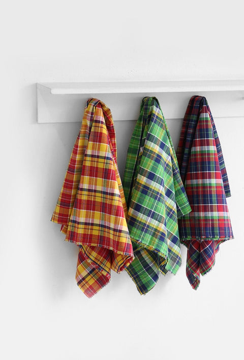 Pre-washed Tartan Checkered Cotton Fabric, Yarn Dyed Fabric, Wide Width, In 3 Colors - Quality Korean Fabric - By the Yard / 42758