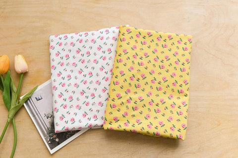Moly Flower Cotton Fabric in Yellow, Quality Korean Fabric - Fabric By the Yard / 54652