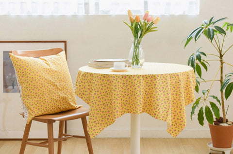 Moly Flower Cotton Fabric in Yellow, Quality Korean Fabric - Fabric By the Yard / 54652