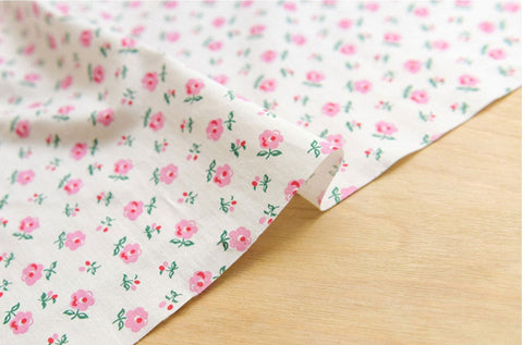 Moly Flower Cotton Fabric in White, Quality Korean Fabric - Fabric By the Yard / 54651