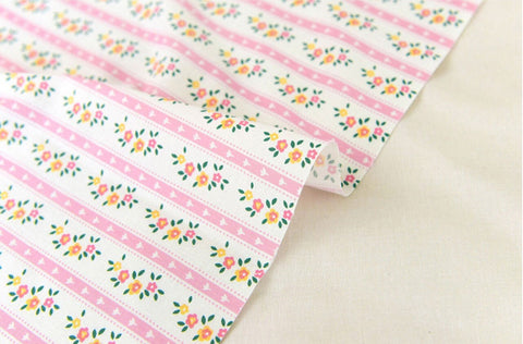 Roti Flower Cotton Fabric in Pink, Quality Korean Fabric - Fabric By the Yard / 54650