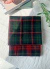Wide Width Checkered 100% Linen Fabric, Korean Fabric - Green or Red - By the Yard / 54514