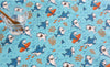 Jaws Matte Laminated Cotton Fabric - In Blue or Gray - Quality Korean Fabrics - By the Yard / 54433