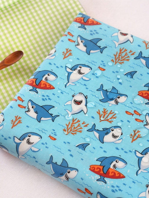 Jaws Matte Laminated Cotton Fabric - In Blue or Gray - Quality Korean Fabrics - By the Yard / 54433