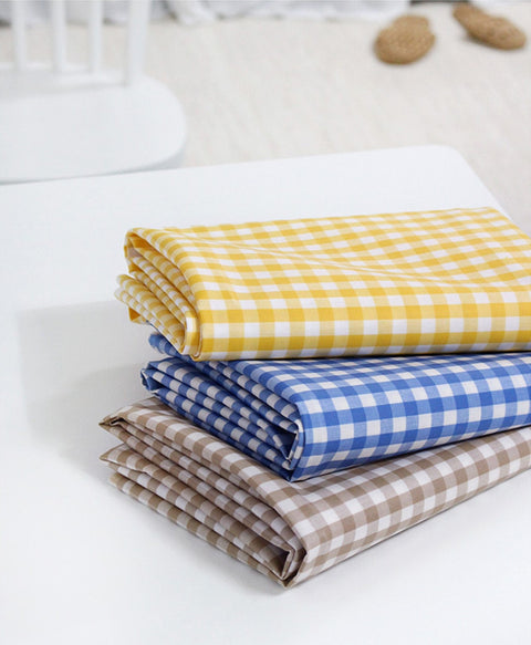 1cm Checkered Matte Laminated Cotton Waterproof Fabric - Wide Width - Quality Korean Fabric by the yard / 54443