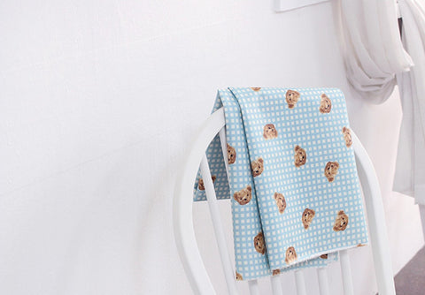Bear Checkered Matte Laminated Cotton Waterproof Fabric - In Two Colors - Quality Korean Fabric by the yard / 54445