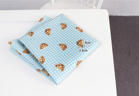 Bear Checkered Matte Laminated Cotton Waterproof Fabric - In Two Colors - Quality Korean Fabric by the yard / 54445