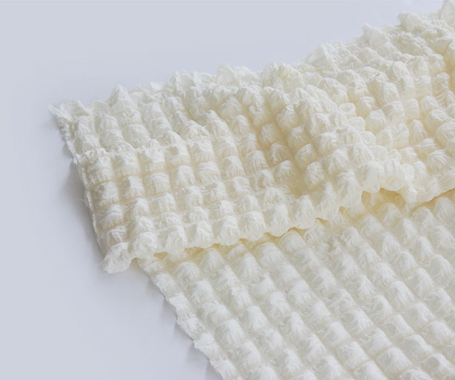 Fluffy Popcorn Waffle Stretchy Shirred Poly Fabric - In 5 Colors– Land ...
