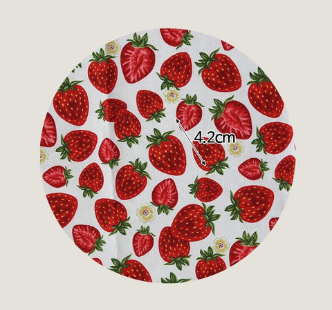 Strawberries Oxford Cotton Fabric - White Ivory or Navy - Home Decor Fabric By the Yard / 54298