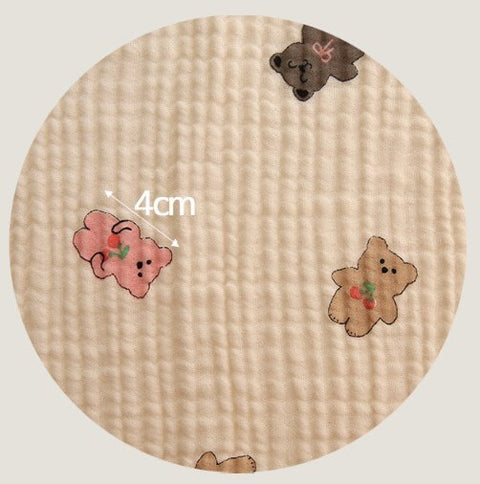 Teddy Bears Cotton Blend Triple Gauze Fabric, Wrinkled Gauze, Teddy Bear Fabric in 2 Styles Quality Korean Fabric By the Yard / 52678