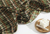 Plaid Checkered Poly Wide Width Fabric with Ribbed Wave Pleats - In Green - Quality Korean Fabric By the Yard - 53722GJ