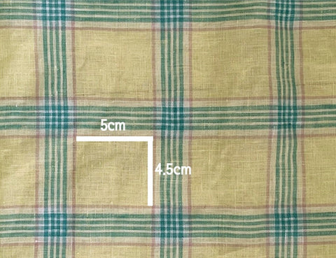 Wide Width Checkered 100% Linen Fabric, Korean Fabric - Beige, Yellow, Blue - By the Yard / 54512