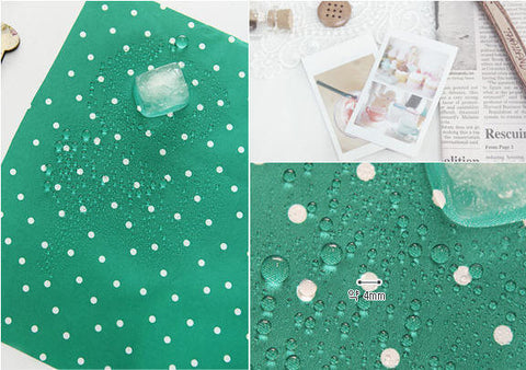 Waterproof Fabric White Polkadots on Green per Yard 24666 - 115