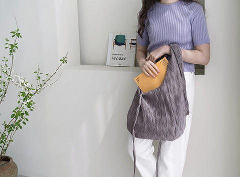 Ribbed Wave Pleated Polyester Wide Width Fabric - In Plain Grey - Quality Korean Fabric By the Yard / 53712GJ