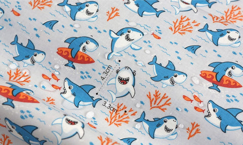 Jaws Matte Laminated Cotton Fabric - In Blue or Gray - Quality Korean Fabrics - By the Yard / 54433