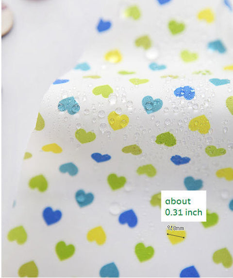 Waterproof Fabric Colorful Hearts Green Tone per Yard 24620