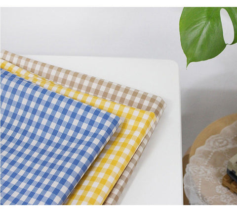 1cm Checkered Matte Laminated Cotton Waterproof Fabric - Wide Width - Quality Korean Fabric by the yard / 54443