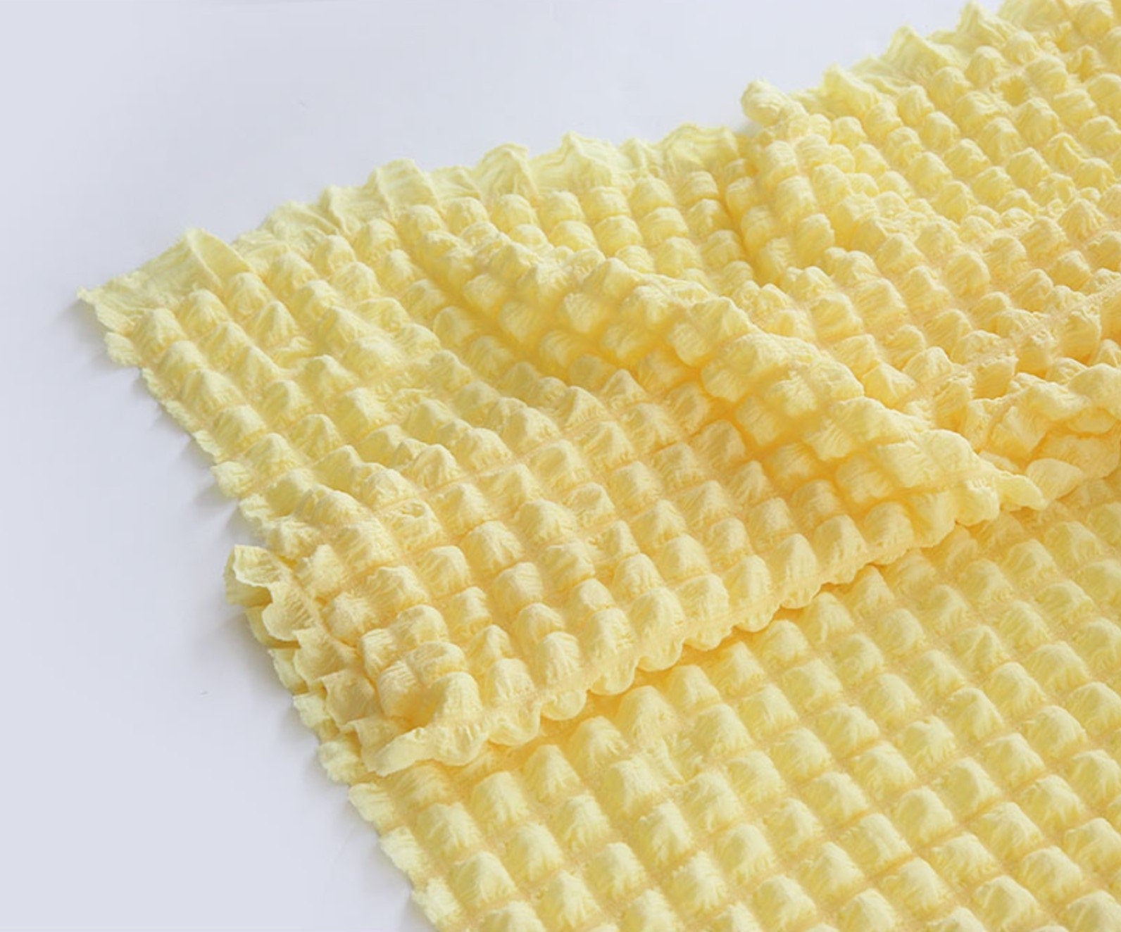 Fluffy Popcorn Waffle Stretchy Shirred Poly Fabric - In 5 Colors– Land ...