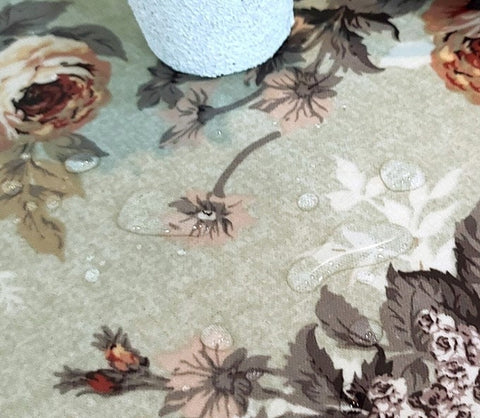Rose Floral Laminated Wide Width Linen Fabric In Light Khaki - Quality Korean Fabric By the Yard / 54440
