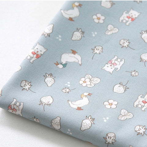 Sha Sha Picnic Cotton Fabric in Sky Blue - Quality Korean Fabric By the Yard / 51526