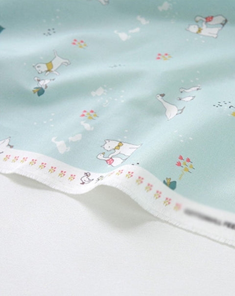Sha Sha Story Cotton Fabric in Cream or Sky Blue - Quality Korean Fabric By the Yard / 51529