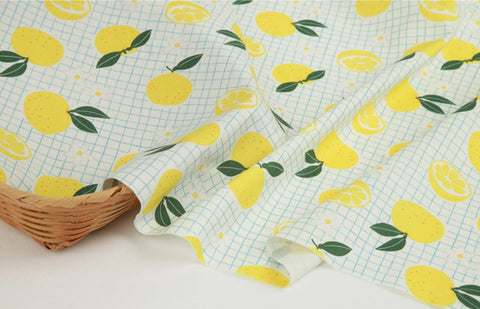 Welcome Jeju Yuja Fruit DTP Cotton Fabric - Quality Korean Fabric By the Yard / 50944