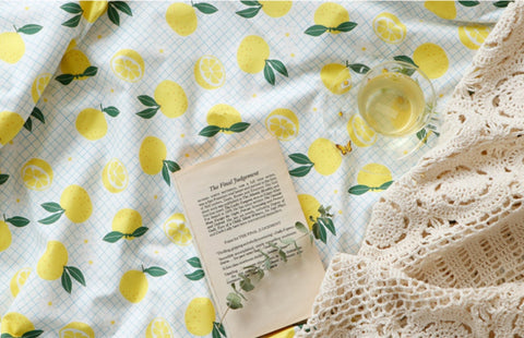 Welcome Jeju Yuja Fruit DTP Cotton Fabric - Quality Korean Fabric By the Yard / 50944