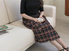 Plaid Checkered Poly Wide Width Fabric with Ribbed Wave Pleats - In Black Watch - Quality Korean Fabric By the Yard - 53724GJ