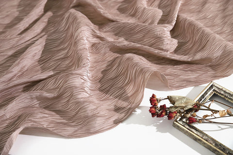 Ribbed Wave Pleated Polyester Wide Width Fabric - In Indi-pink - Quality Korean Fabric By the Yard / 53721GJ