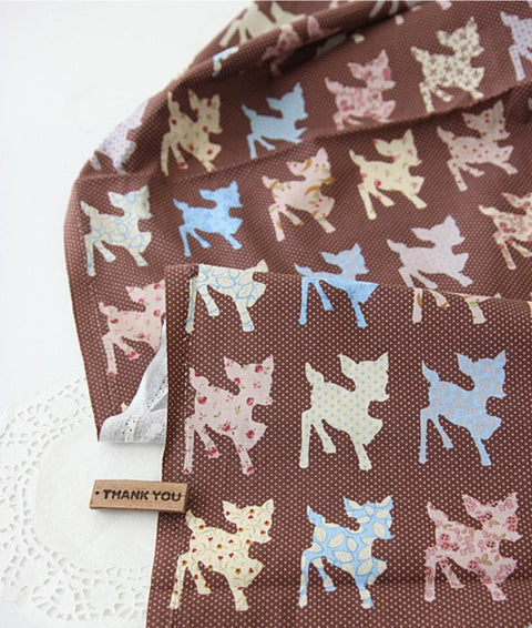 Country Fawn Cotton Fabric in Brown - Quality Korean Fabric By the Yard / 57145