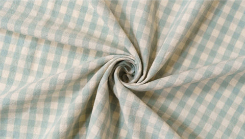 Wide Width Checkered Yarn Dyed Cotton Fabric - In Mint - Quality Korean Fabric By the Yard / 54789
