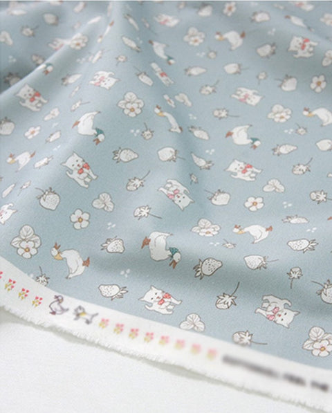 Sha Sha Picnic Cotton Fabric in Sky Blue - Quality Korean Fabric By the Yard / 51526