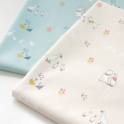 Sha Sha Story Cotton Fabric in Cream or Sky Blue - Quality Korean Fabric By the Yard / 51529